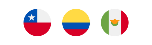 Flags of Chile, Colombia, and Mexico